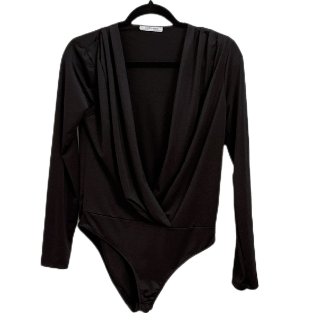 Zara Black Long Sleeve Bodysuit Size Medium